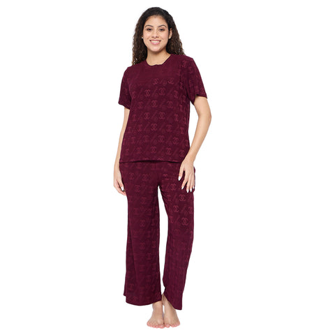 Top and Pyjama Set for Women Nightwear, Coffee