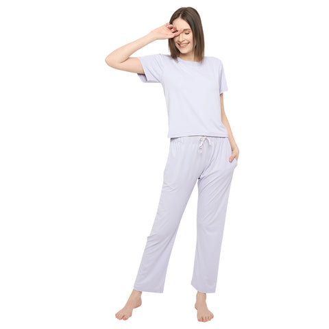 Night Suit Crop tshirt & pyjama Set for Women