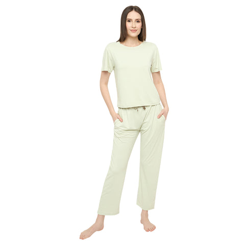 Night Suit Crop tshirt & pyjama Set for Women