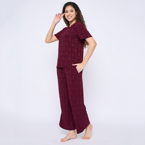 Top and Pyjama Set for Women Nightwear, Coffee