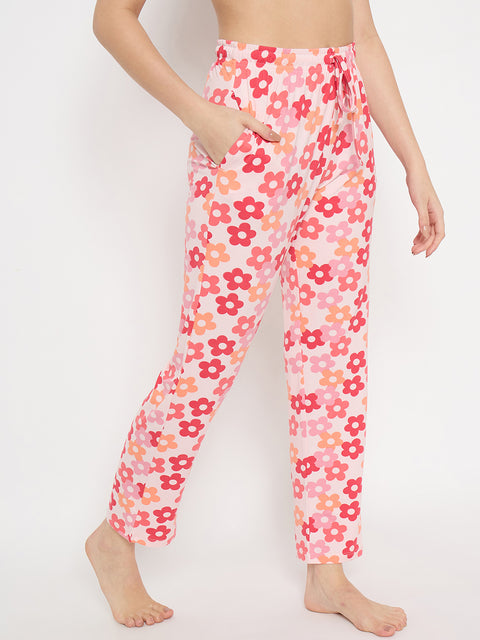 Women's Printed Pyjama Pants, Floral Pattern, Sleepwear