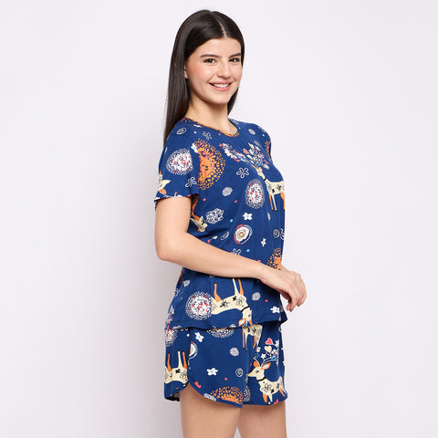 Women's Printed Loungewear Set, Blue