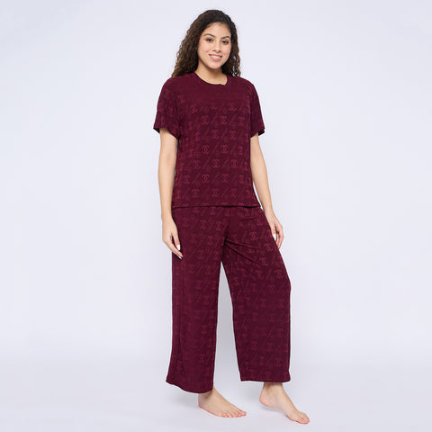 Top and Pyjama Set for Women Nightwear, Coffee