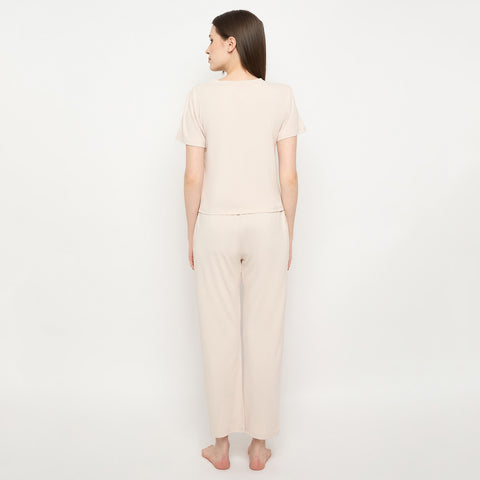 Night Suit Crop tshirt & pyjama Set for Women