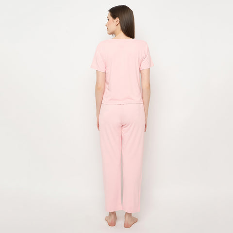 Night Suit Crop tshirt & pyjama Set for Women