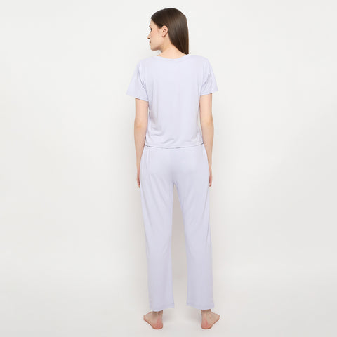 Night Suit Crop tshirt & pyjama Set for Women