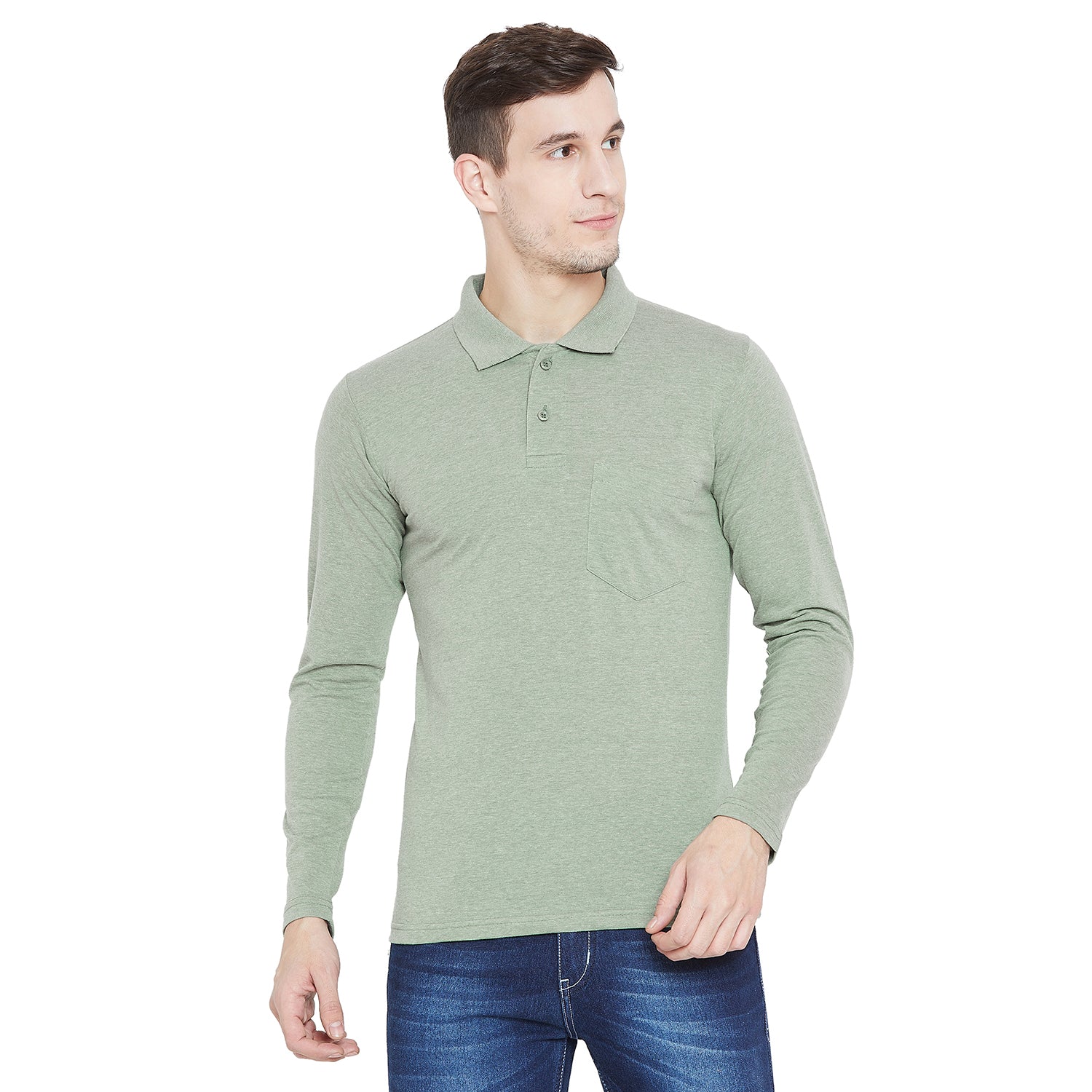 Men's Cotton Matte Full Sleeve Polo Collar T-Shirt – Camey Shop