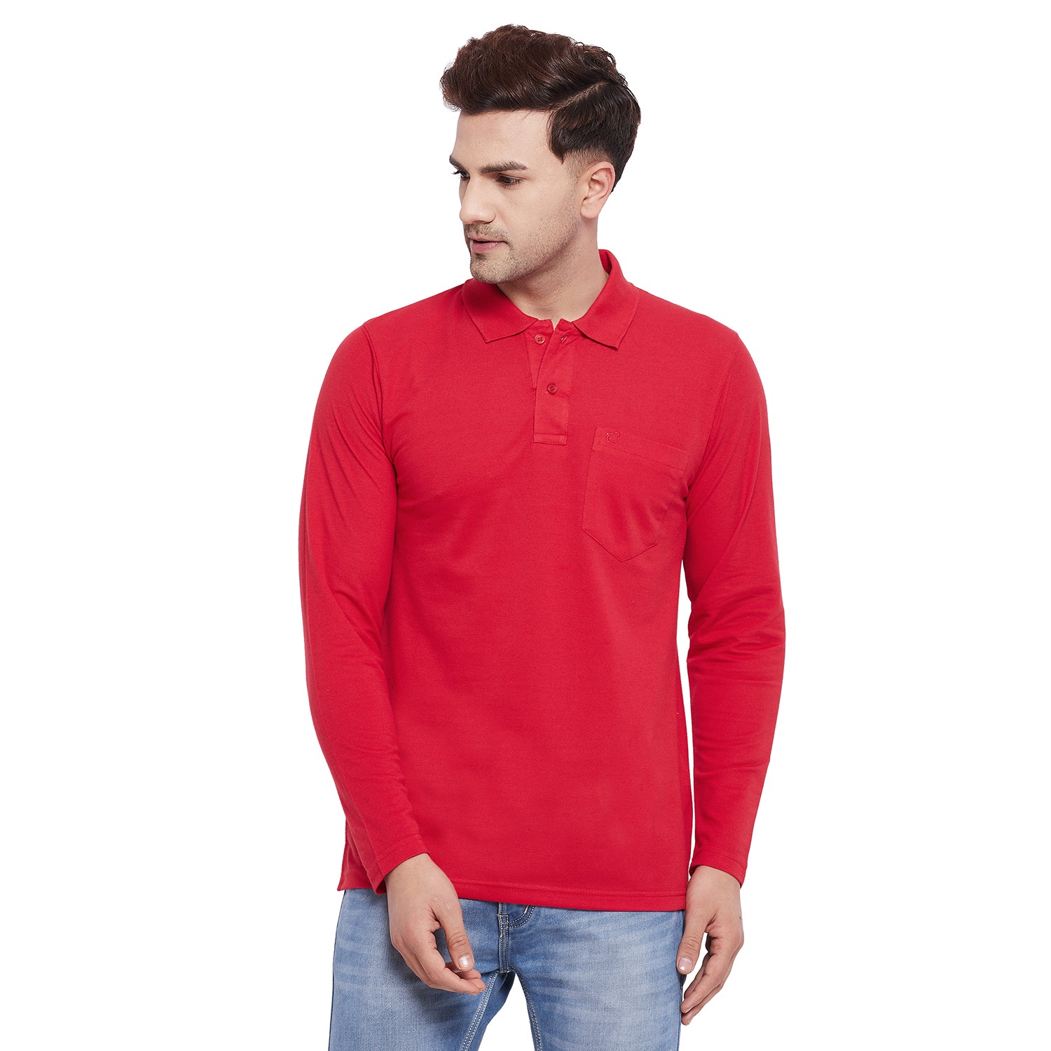 Men's Cotton Matte Full Sleeve Polo Collar T-Shirt – Camey Shop