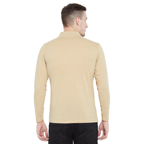 Men's Cream Full Sleeves Cotton Polo T-Shirt - Camey Shop